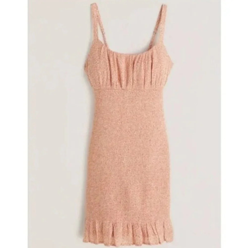 Abercrombie & Fitch Smocked Floral Mini Dress Peach Coral Size Small